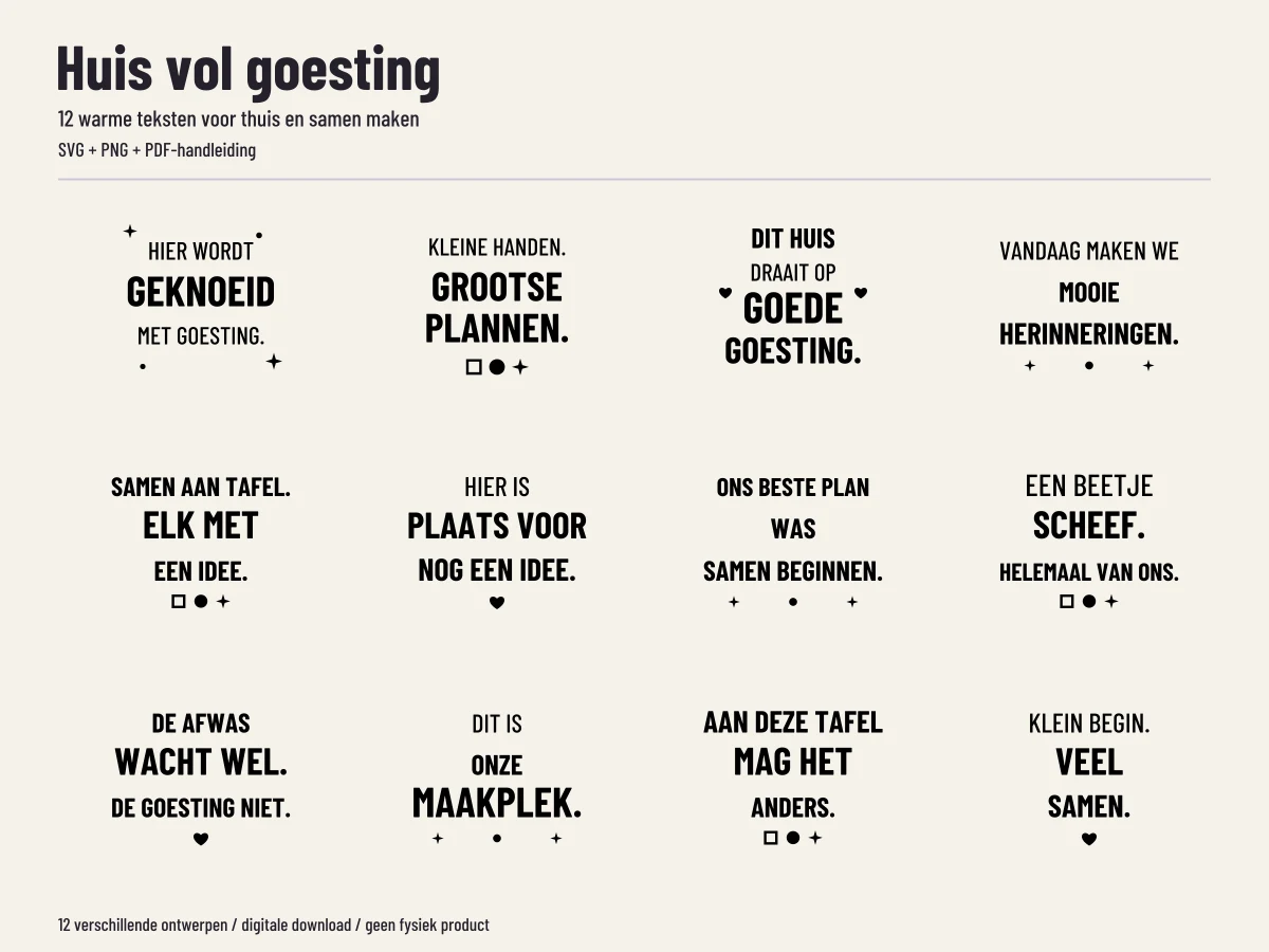 Alle twaalf ontwerpen uit Huis vol goesting
