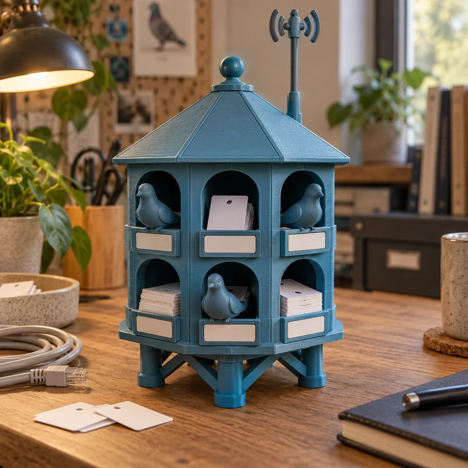 Wifi-duiventil in een passende setting — AI-conceptvisualisatie