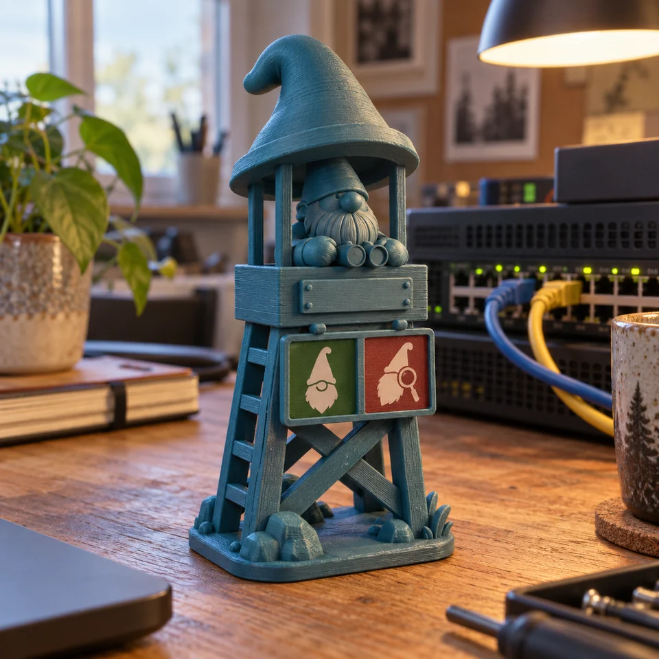 Serverkabouter in wacht in een passende setting — AI-conceptvisualisatie