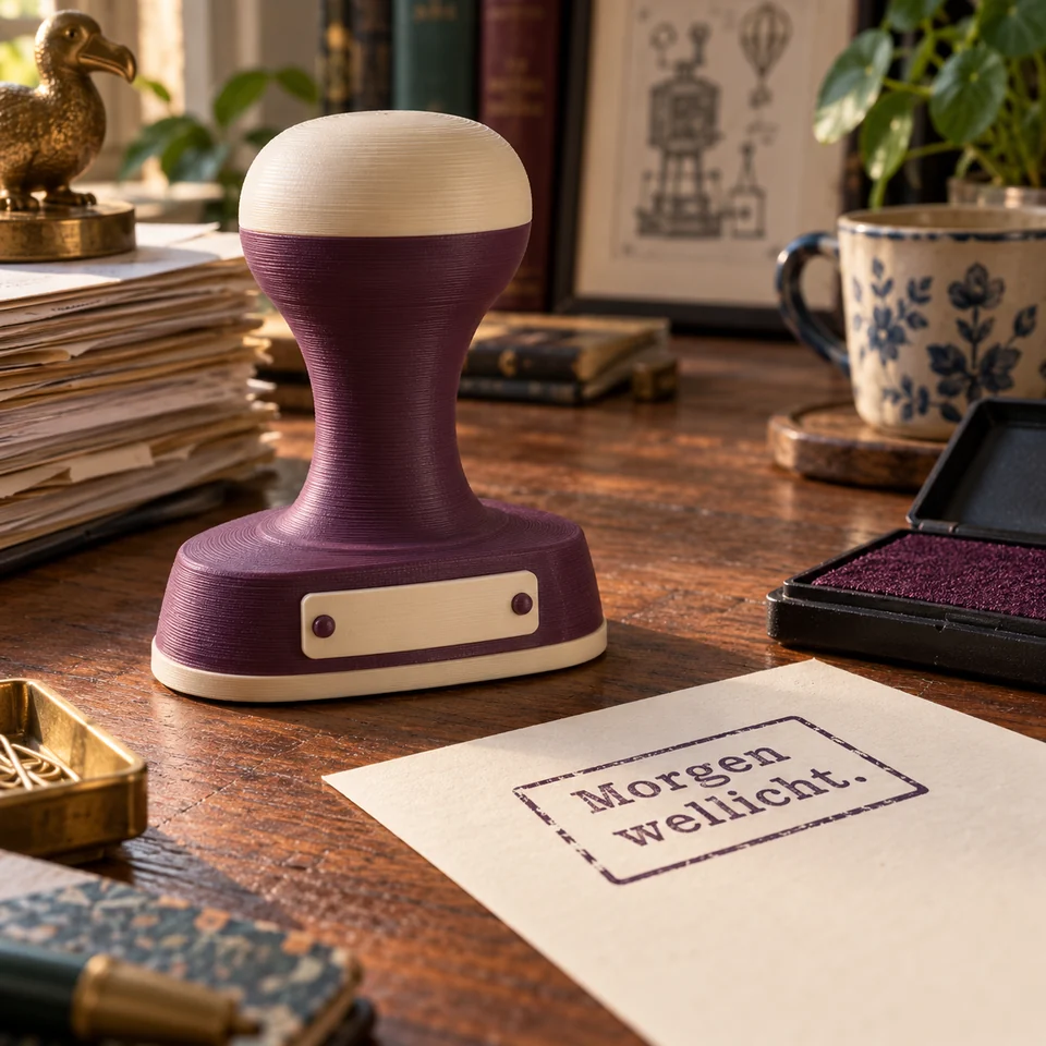 Stempel Morgen wellicht in een passende setting — AI-conceptvisualisatie