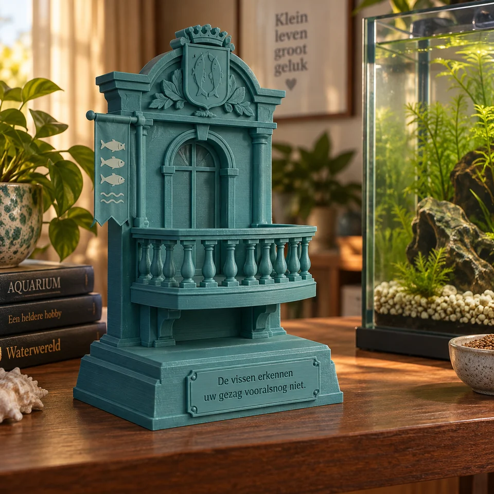 Aquarium-burgemeestersbalkon in een passende setting — AI-conceptvisualisatie