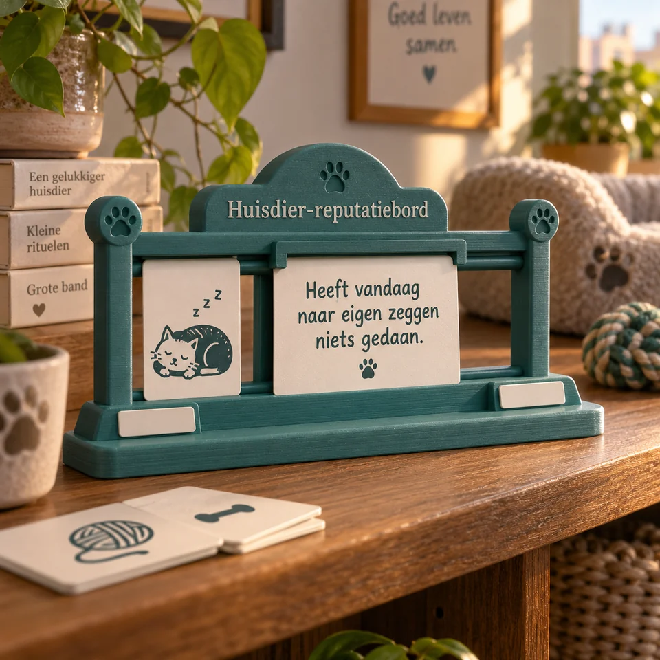 Huisdier-reputatiebord in een realistische setting — AI-conceptvisualisatie