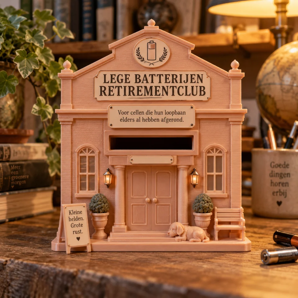 Lege-batterijen-retirementclub in een realistische setting — AI-conceptvisualisatie
