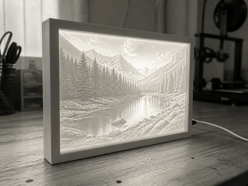 Wit lithofaan met lichtbox