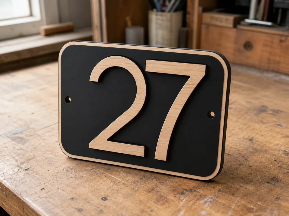 Acryl huisnummerbord, hoofdvoorbeeld