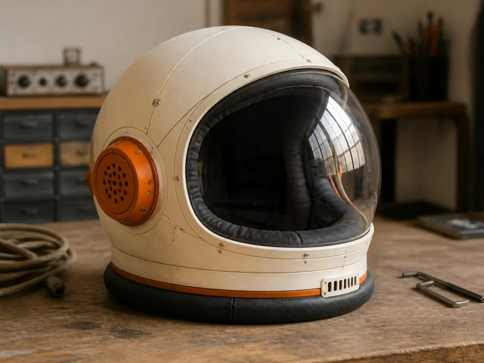 Retro ruimteverkennerhelm, hoofdvoorbeeld